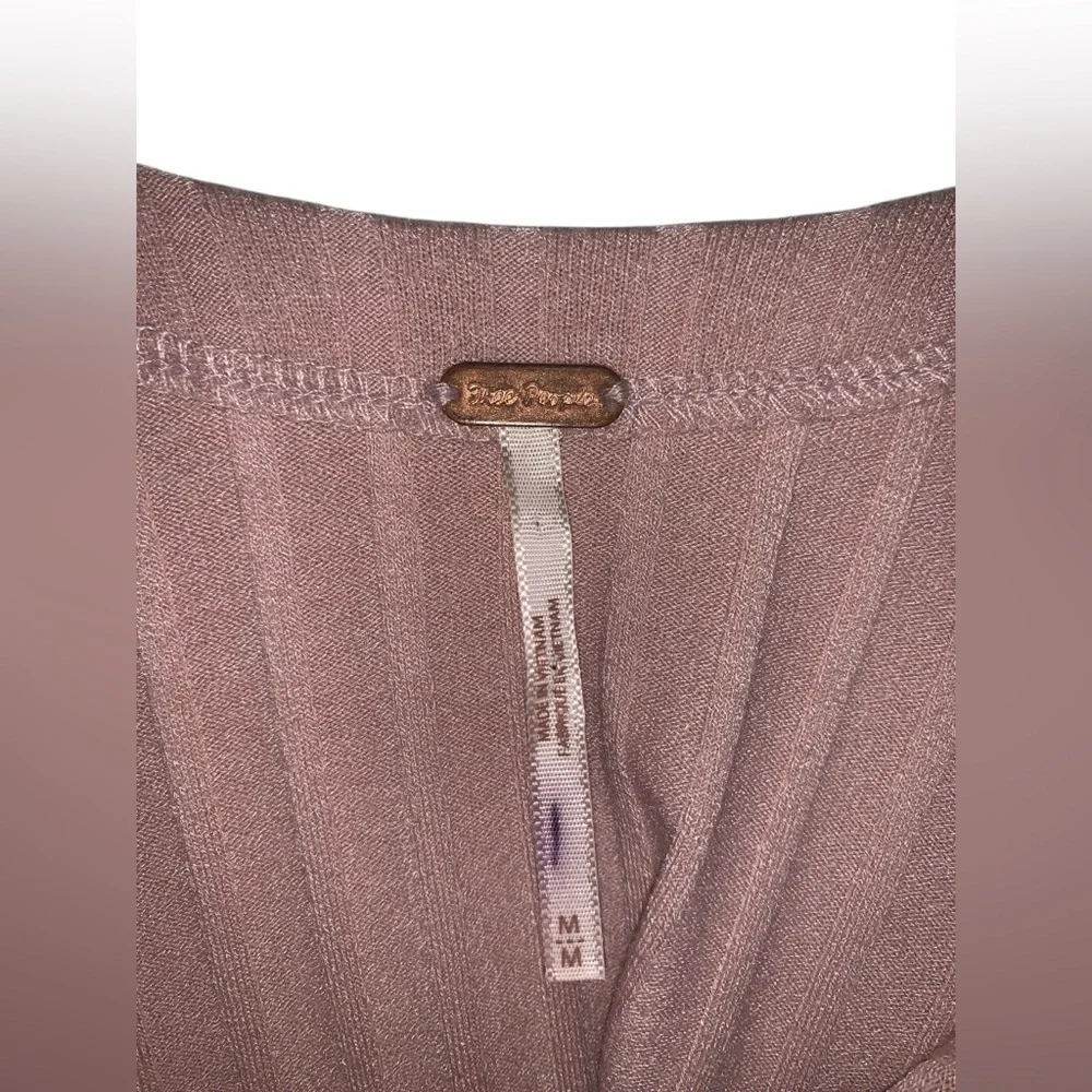 Free People After Party Top Ribbed Long-Sleeve Mauve Color Size M